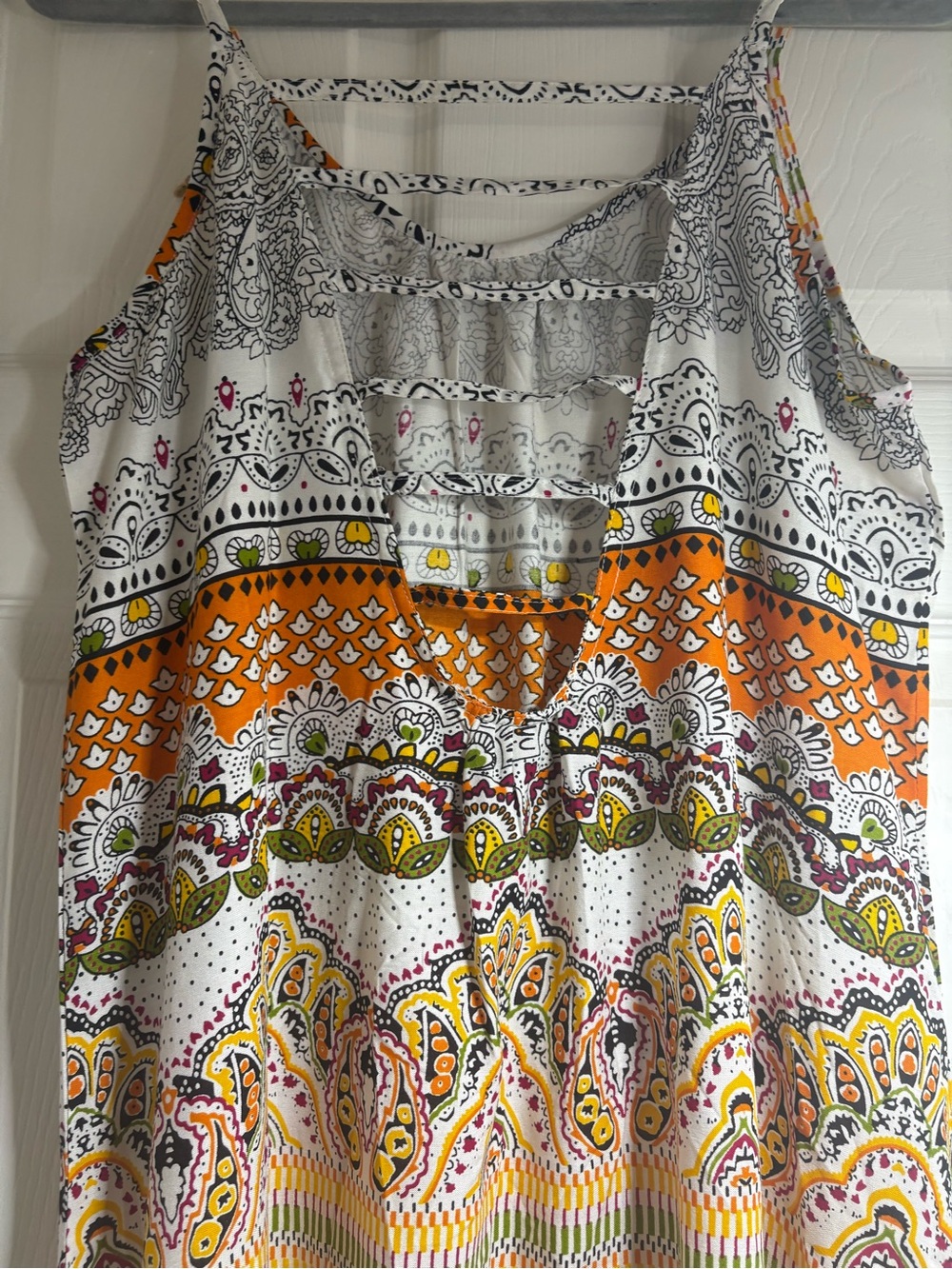 Sleeveless Printed Maxi Dress in Cream and Orange size M NWT - Picture 7 of 12